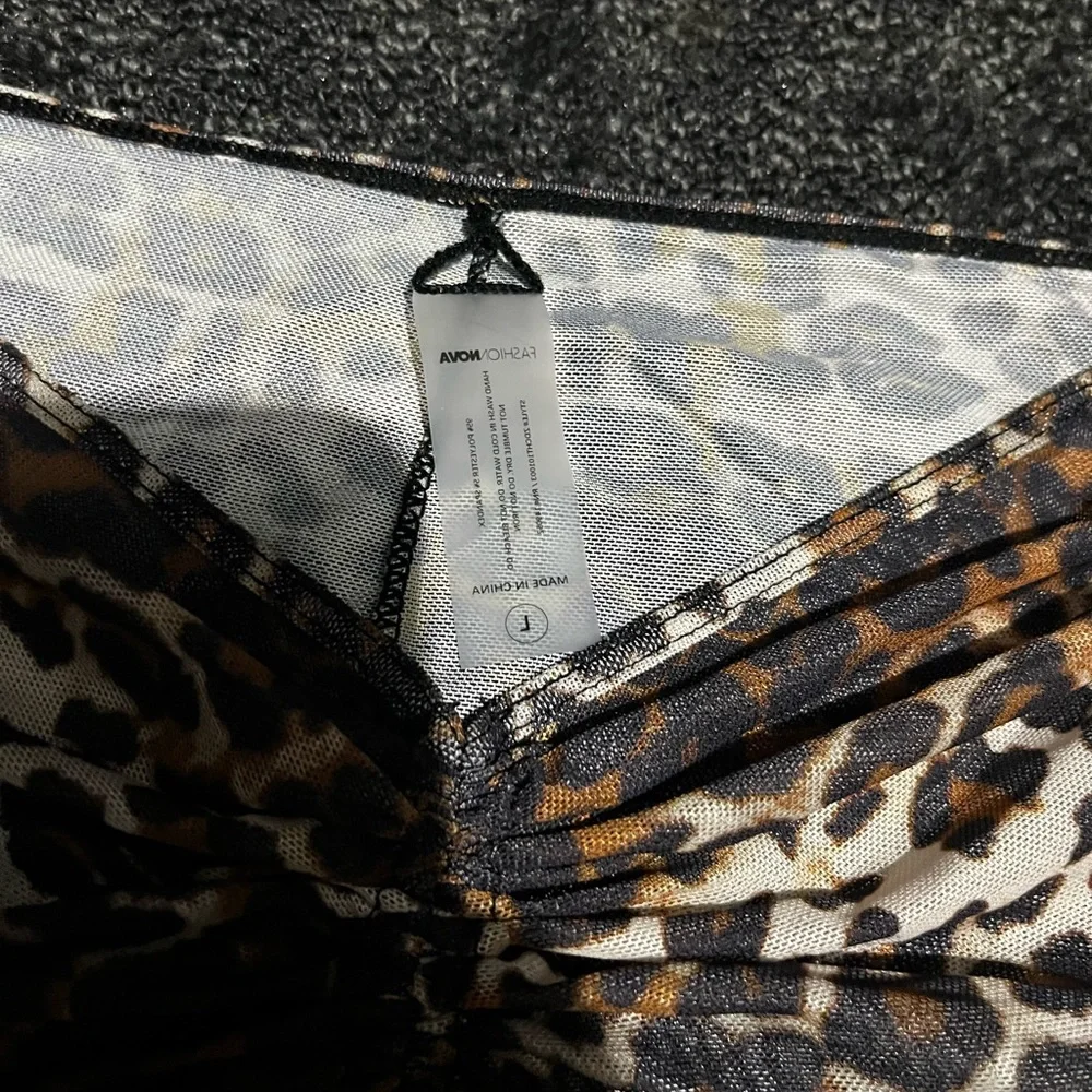 Fashion Nova Brown and Black Leopard Ruched Mini Skirt - Picture 2 of 3